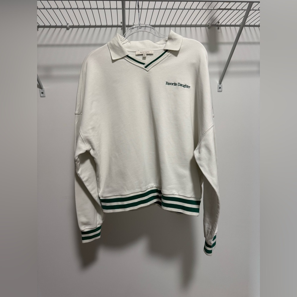 Favorite Daughter White and Green Sweatshirt